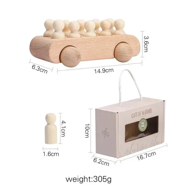 Beech Wood Montessori Blocks Bus Toy for Educational Play - ToylandEU