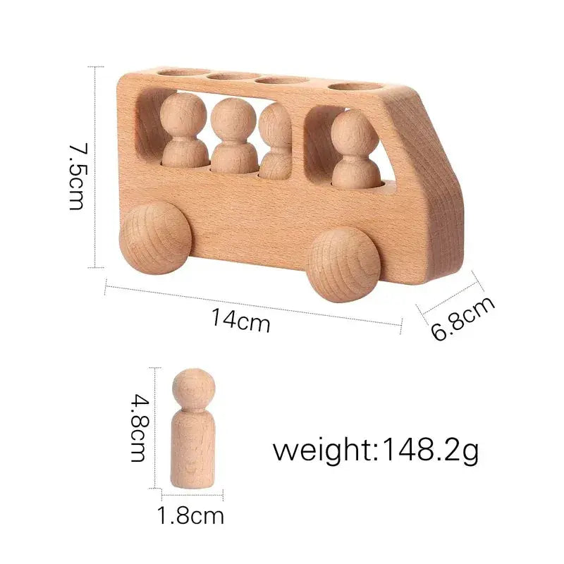 Beech Wood Montessori Blocks Bus Toy for Educational Play - ToylandEU