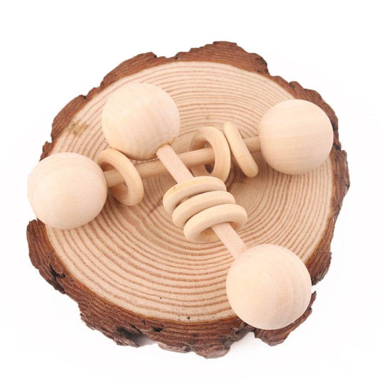 Beech Wood Montessori Teether Rattle: Soothing Sensory Gym Toy for Teething Infants - ToylandEU