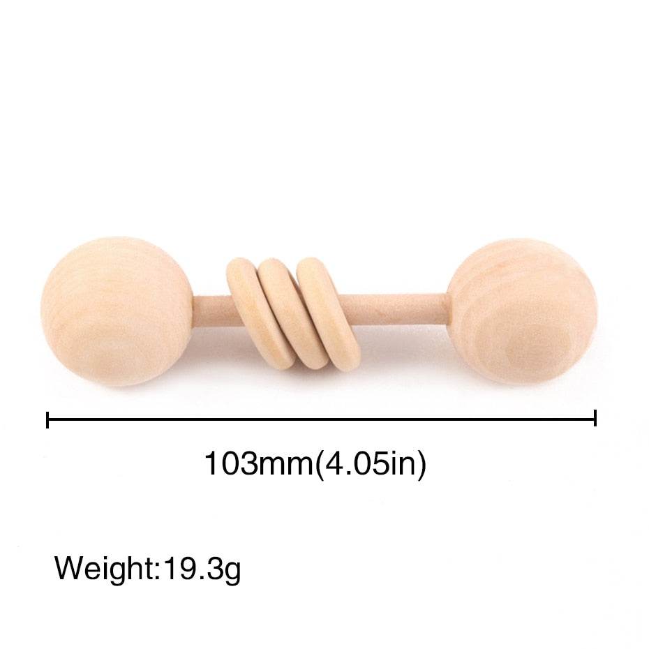 Beech Wood Montessori Teether Rattle: Soothing Sensory Gym Toy for Teething Infants - ToylandEU