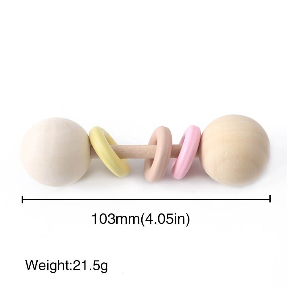 Montessori-Beißringrassel aus Buchenholz: Beruhigendes sensorisches Turnspielzeug für zahnende Kleinkinder - ToylandEU