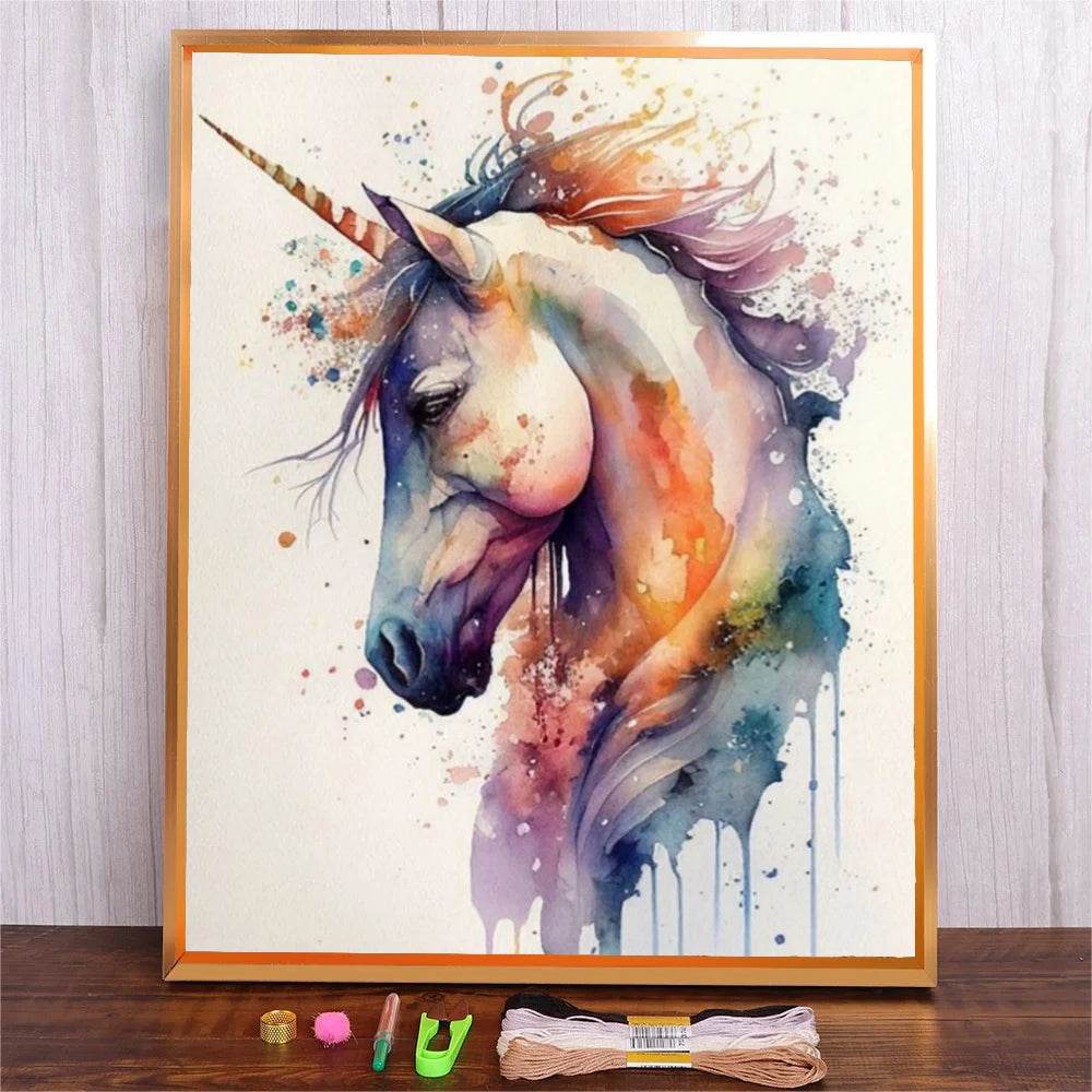 Beginner-Friendly Cartoon Unicorn Cross-Stitch Embroidery Kit with Full Pattern Design for DIY Projects - ToylandEU