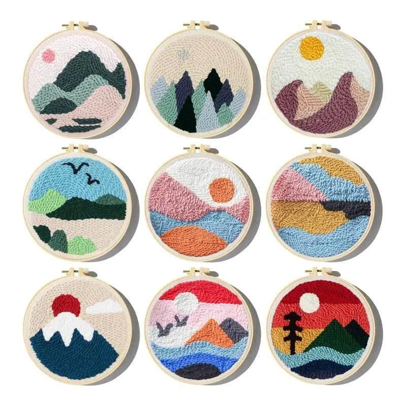  Beginner-Friendly Punch Needle Embroidery Kit - Mountain Scenery with Yarn for DIY Home Decor -  ToylandEU™
