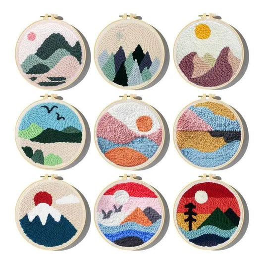  Beginner-Friendly Punch Needle Embroidery Kit - Mountain Scenery with Yarn for DIY Home Decor -  ToylandEU™