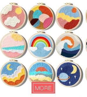 Beginner-Friendly Punch Needle Embroidery Kit - Mountain Scenery with Yarn for DIY Home Decor - ToylandEU