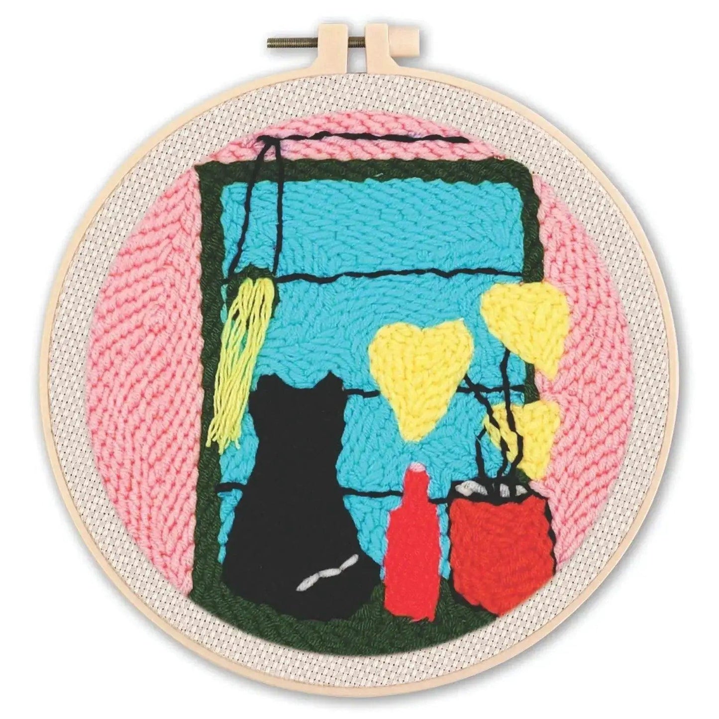  Beginner-Friendly Punch Needle Embroidery Kit with Adjustable Tool, Yarn, and 20x20cm Fabric Hoop for DIY Projects and Gifts -  ToylandEU™