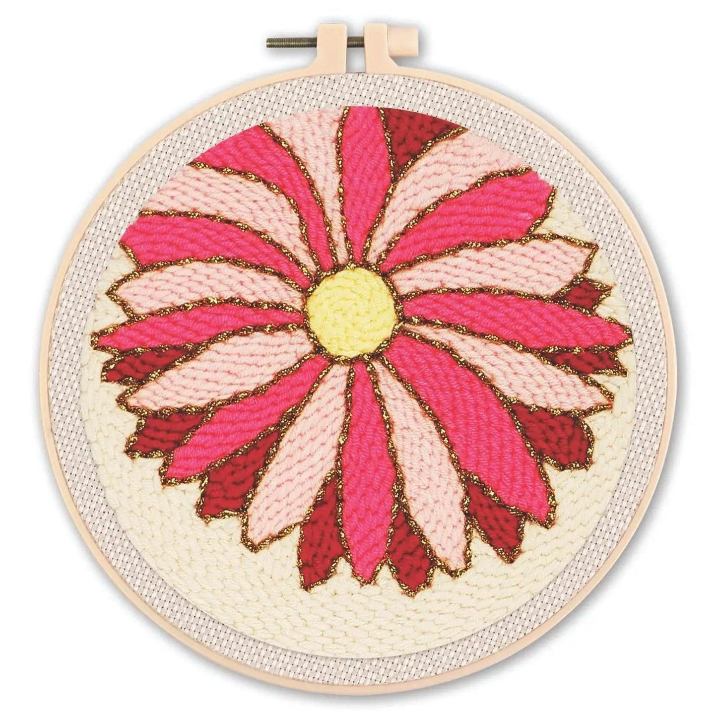  Beginner-Friendly Punch Needle Embroidery Kit with Adjustable Tool, Yarn, and 20x20cm Fabric Hoop for DIY Projects and Gifts -  ToylandEU™