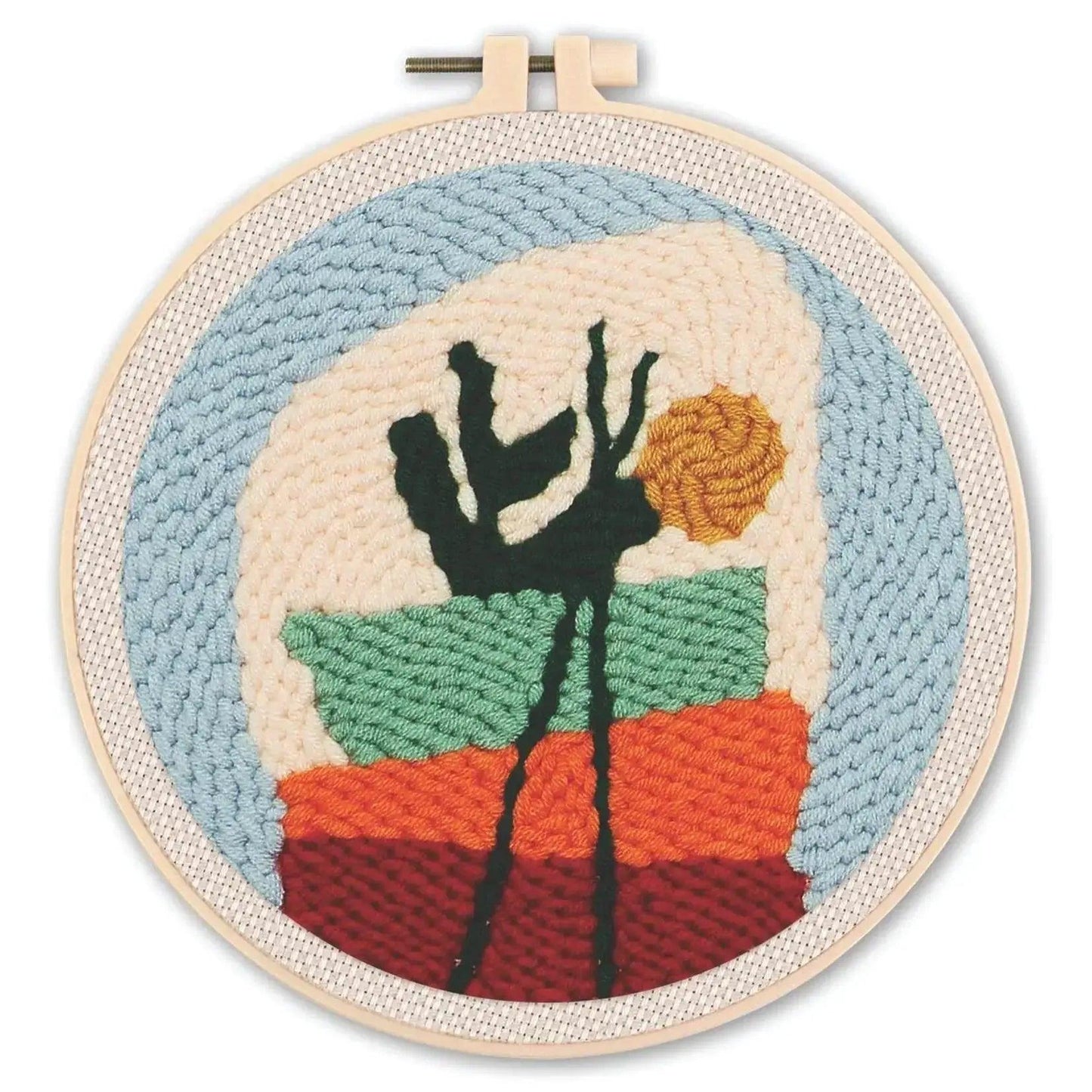  Beginner-Friendly Punch Needle Embroidery Kit with Adjustable Tool, Yarn, and 20x20cm Fabric Hoop for DIY Projects and Gifts -  ToylandEU™