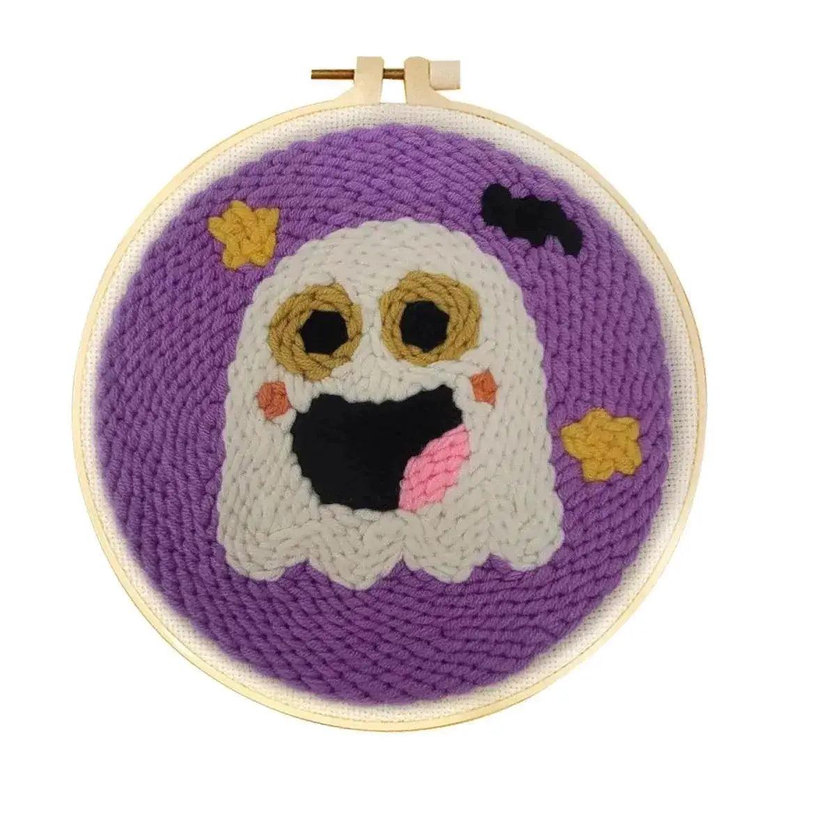  Beginner-Friendly Punch Needle Embroidery Kit with Adjustable Tool, Yarn, and 20x20cm Fabric Hoop for DIY Projects and Gifts -  ToylandEU™