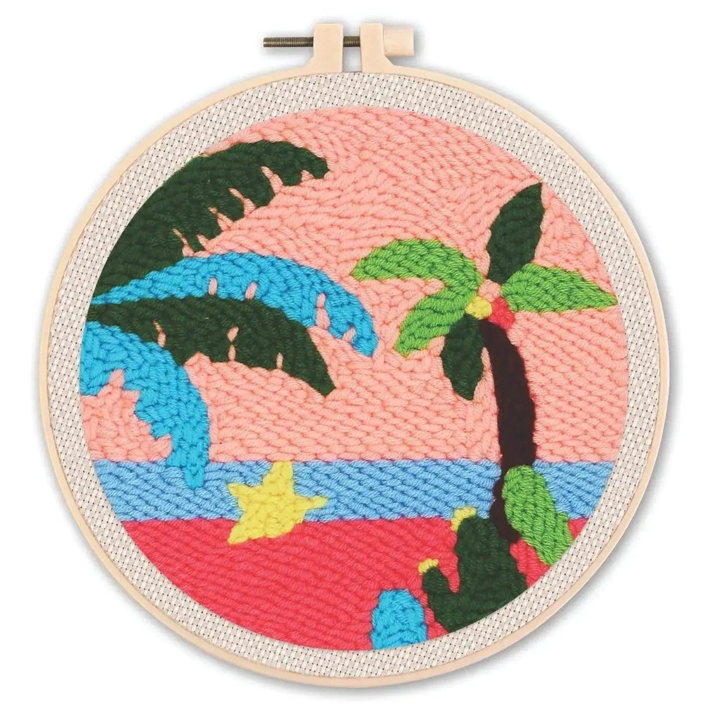  Beginner-Friendly Punch Needle Embroidery Kit with Adjustable Tool, Yarn, and 20x20cm Fabric Hoop for DIY Projects and Gifts -  ToylandEU™