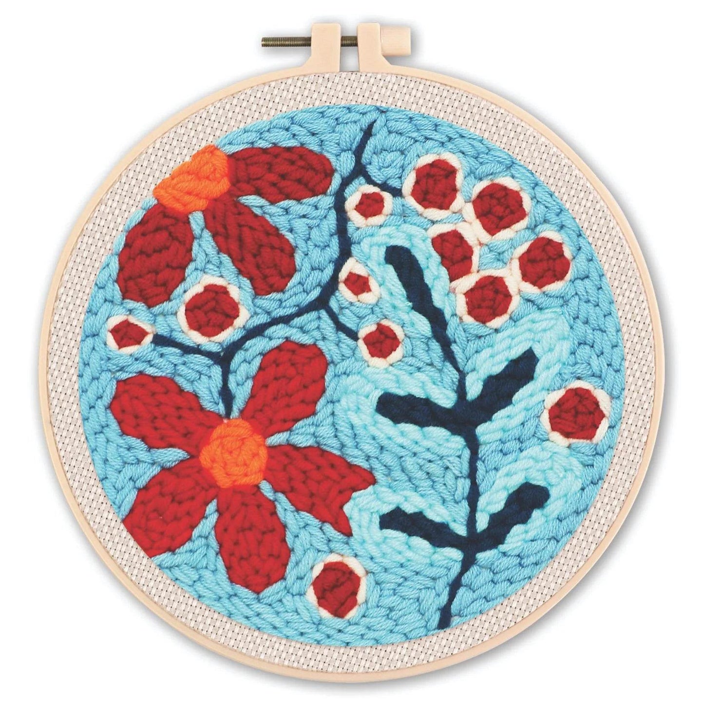 Beginner-Friendly Punch Needle Embroidery Kit with Adjustable Tool, Yarn, and 20x20cm Fabric Hoop for DIY Projects and Gifts - ToylandEU