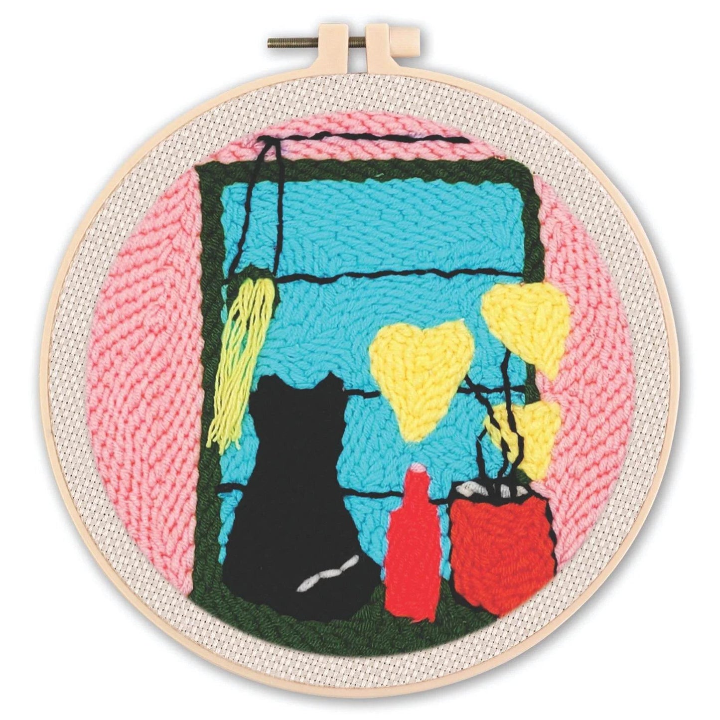 Beginner-Friendly Punch Needle Embroidery Kit with Adjustable Tool, Yarn, and 20x20cm Fabric Hoop for DIY Projects and Gifts - ToylandEU