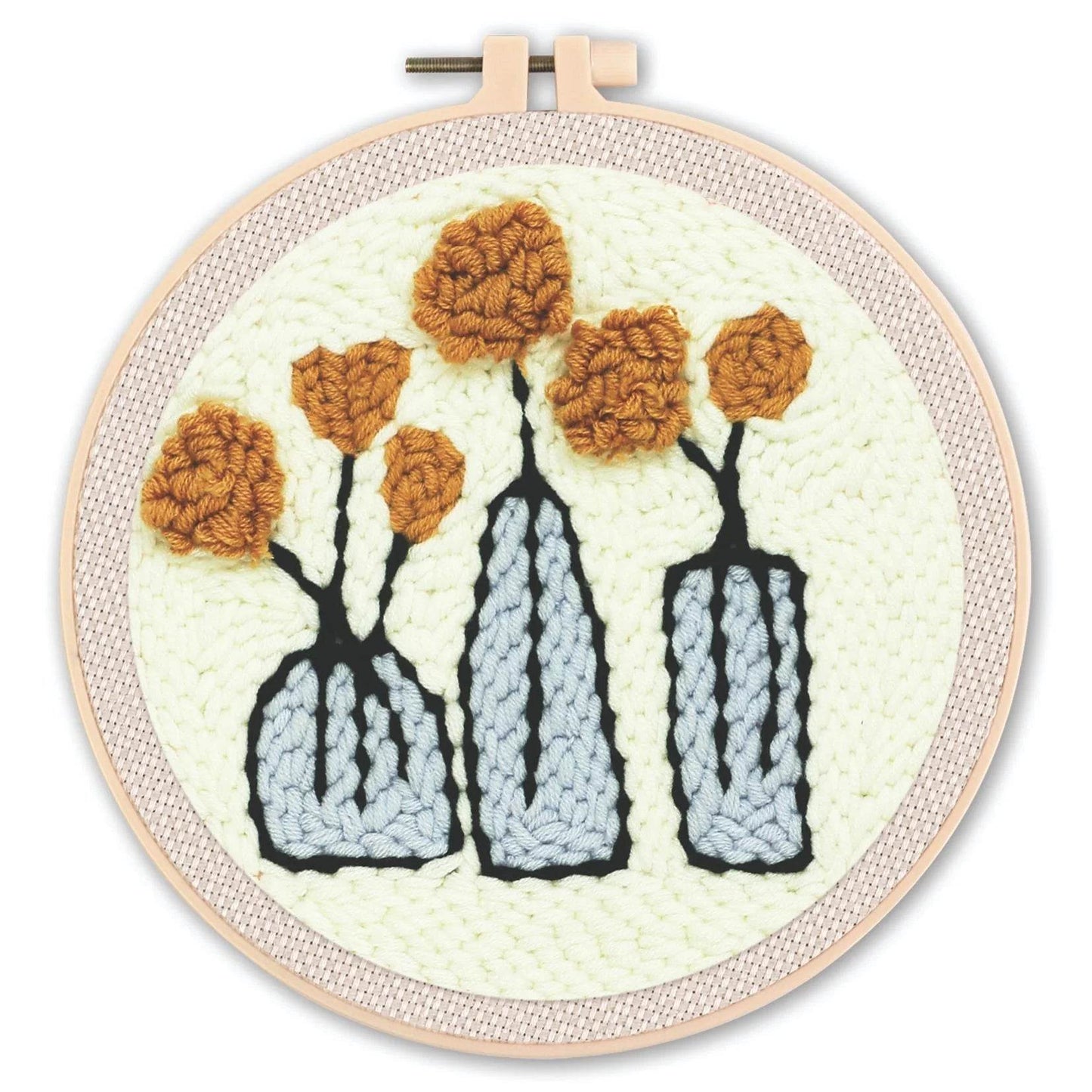 Beginner-Friendly Punch Needle Embroidery Kit with Adjustable Tool, Yarn, and 20x20cm Fabric Hoop for DIY Projects and Gifts - ToylandEU