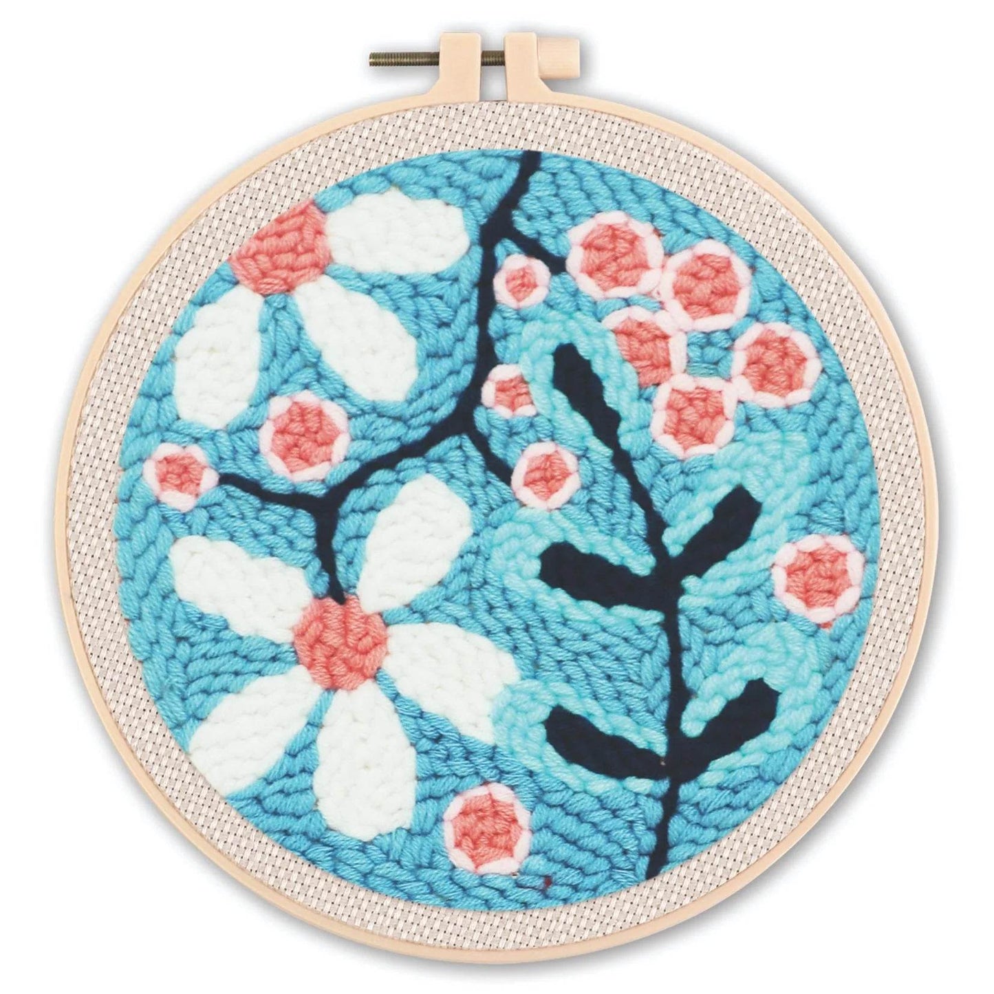 Beginner-Friendly Punch Needle Embroidery Kit with Adjustable Tool, Yarn, and 20x20cm Fabric Hoop for DIY Projects and Gifts - ToylandEU