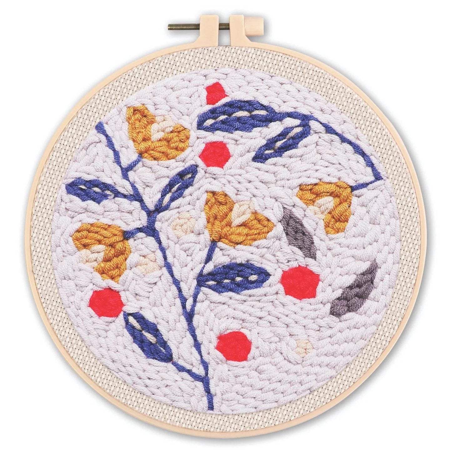 Beginner-Friendly Punch Needle Embroidery Kit with Adjustable Tool, Yarn, and 20x20cm Fabric Hoop for DIY Projects and Gifts - ToylandEU