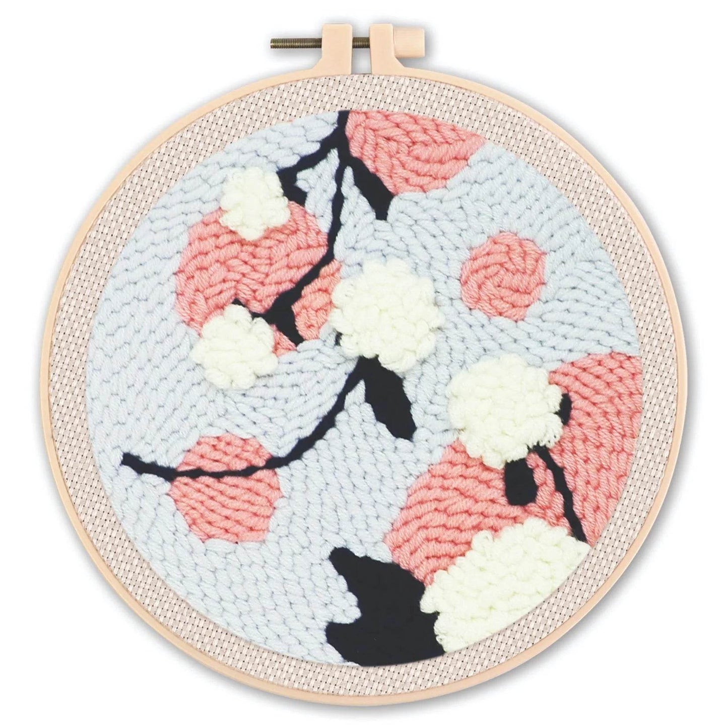 Beginner-Friendly Punch Needle Embroidery Kit with Adjustable Tool, Yarn, and 20x20cm Fabric Hoop for DIY Projects and Gifts - ToylandEU