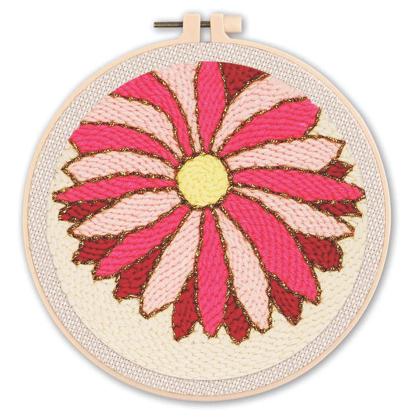 Beginner-Friendly Punch Needle Embroidery Kit with Adjustable Tool, Yarn, and 20x20cm Fabric Hoop for DIY Projects and Gifts - ToylandEU