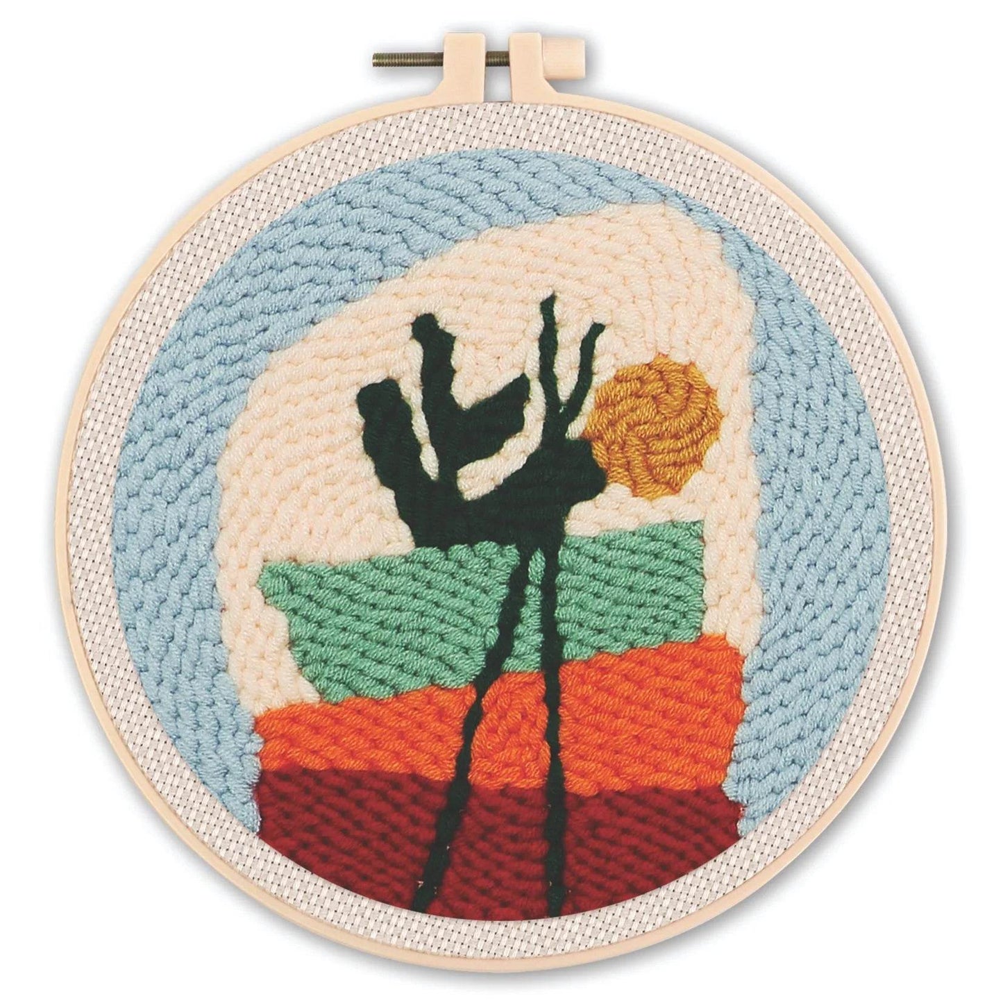 Beginner-Friendly Punch Needle Embroidery Kit with Adjustable Tool, Yarn, and 20x20cm Fabric Hoop for DIY Projects and Gifts - ToylandEU