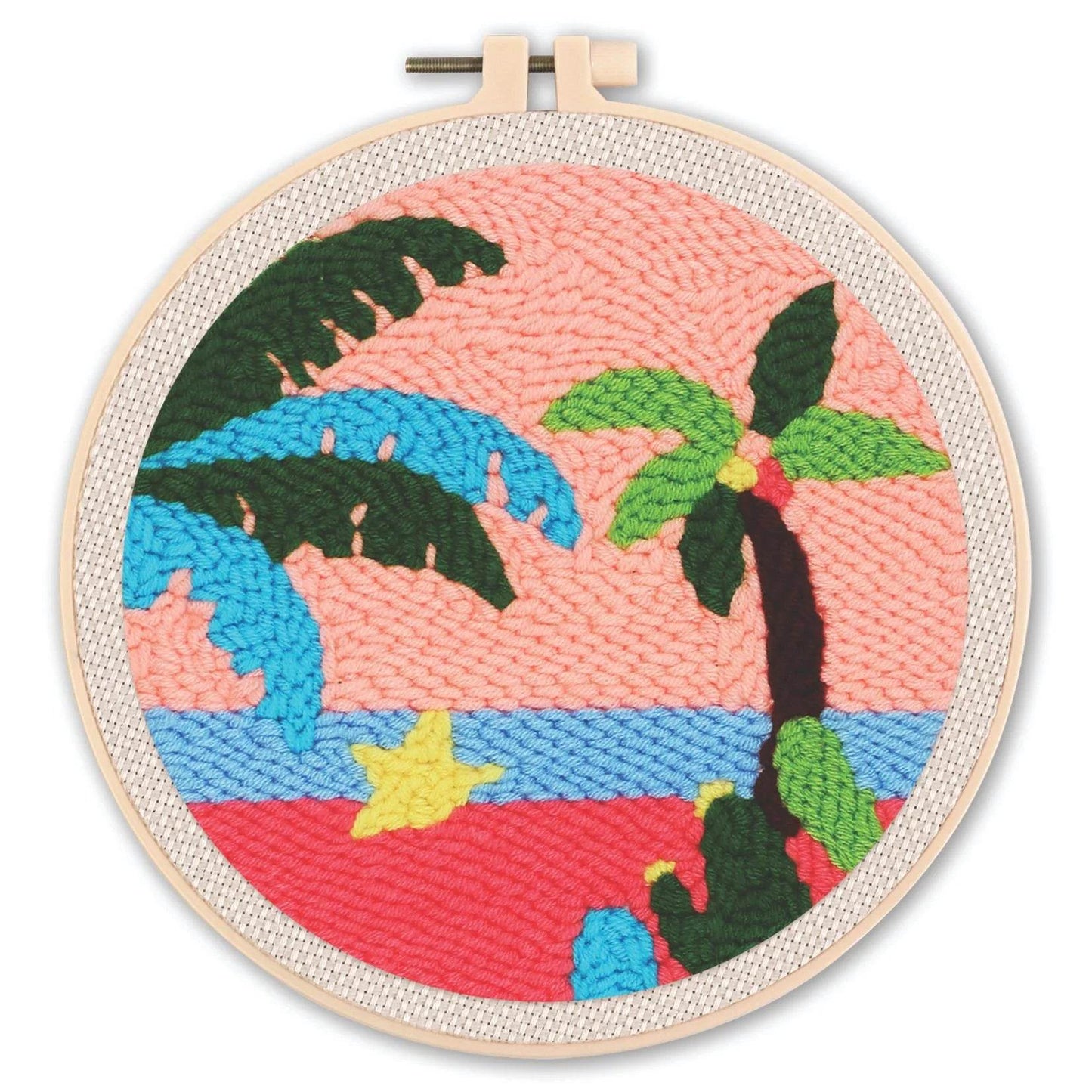 Beginner-Friendly Punch Needle Embroidery Kit with Adjustable Tool, Yarn, and 20x20cm Fabric Hoop for DIY Projects and Gifts - ToylandEU