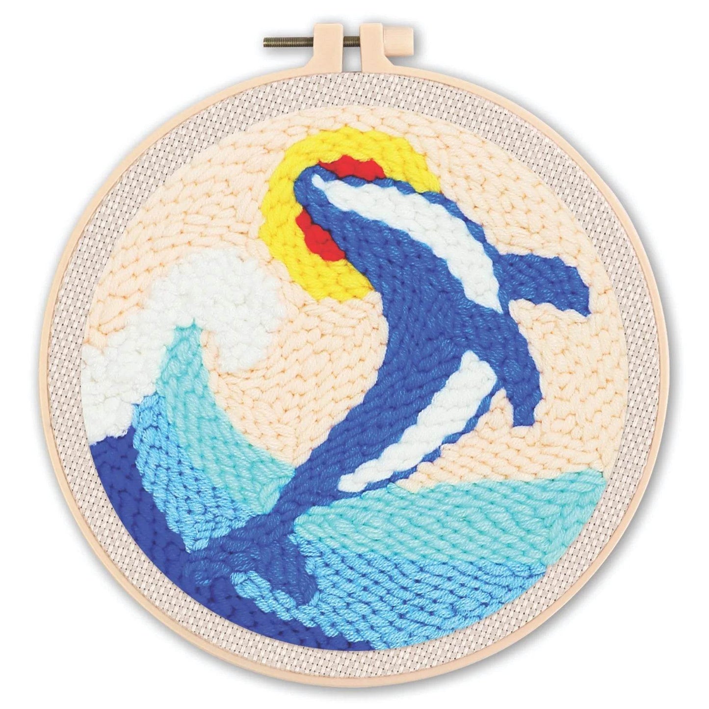 Beginner-Friendly Punch Needle Embroidery Kit with Adjustable Tool, Yarn, and 20x20cm Fabric Hoop for DIY Projects and Gifts - ToylandEU