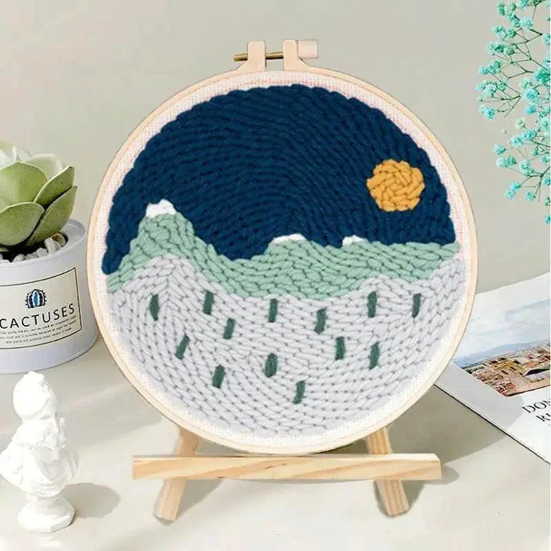  Beginner-Friendly Punch Needle Embroidery Kit with Landscape Patterns - Perfect for Adults and Kids, Ideal Gift for Home Decor -  ToylandEU™