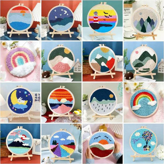 Beginner-Friendly Punch Needle Embroidery Kit with Landscape Patterns - Perfect for Adults and Kids, Ideal Gift for Home Decor - ToylandEU