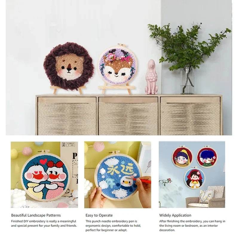 Beginner-Friendly Punch Needle Embroidery Kit with Landscape Patterns - Perfect for Adults and Kids, Ideal Gift for Home Decor - ToylandEU