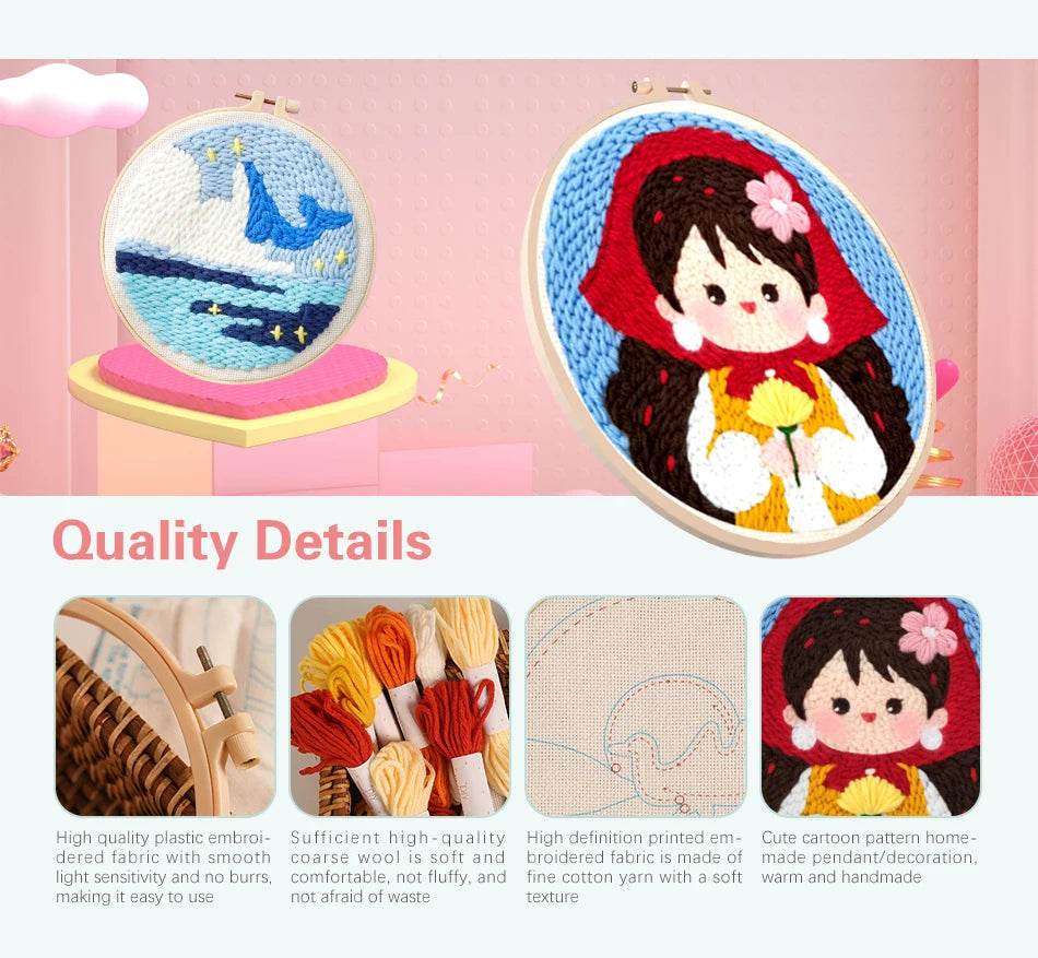 Beginner-Friendly Punch Needle Embroidery Kit with Landscape Patterns - Perfect for Adults and Kids, Ideal Gift for Home Decor - ToylandEU