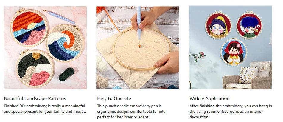 Beginner-Friendly Punch Needle Embroidery Kit with Landscape Patterns - Perfect for Adults and Kids, Ideal Gift for Home Decor - ToylandEU