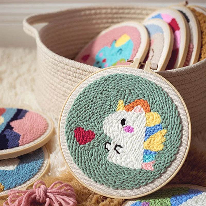 Beginner-Friendly Punch Needle Embroidery Kit with Yarn for DIY Home Decor and Custom Needlework - ToylandEU