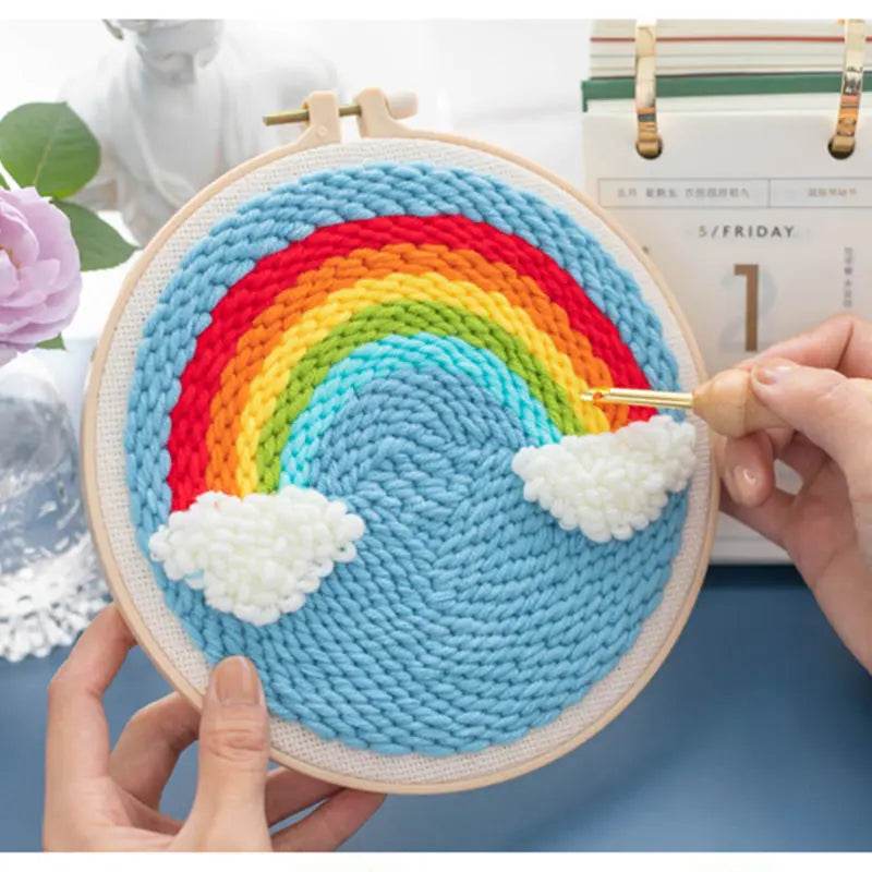 Beginner-Friendly Punch Needle Embroidery Kit with Yarn for DIY Home Decor and Custom Needlework - ToylandEU