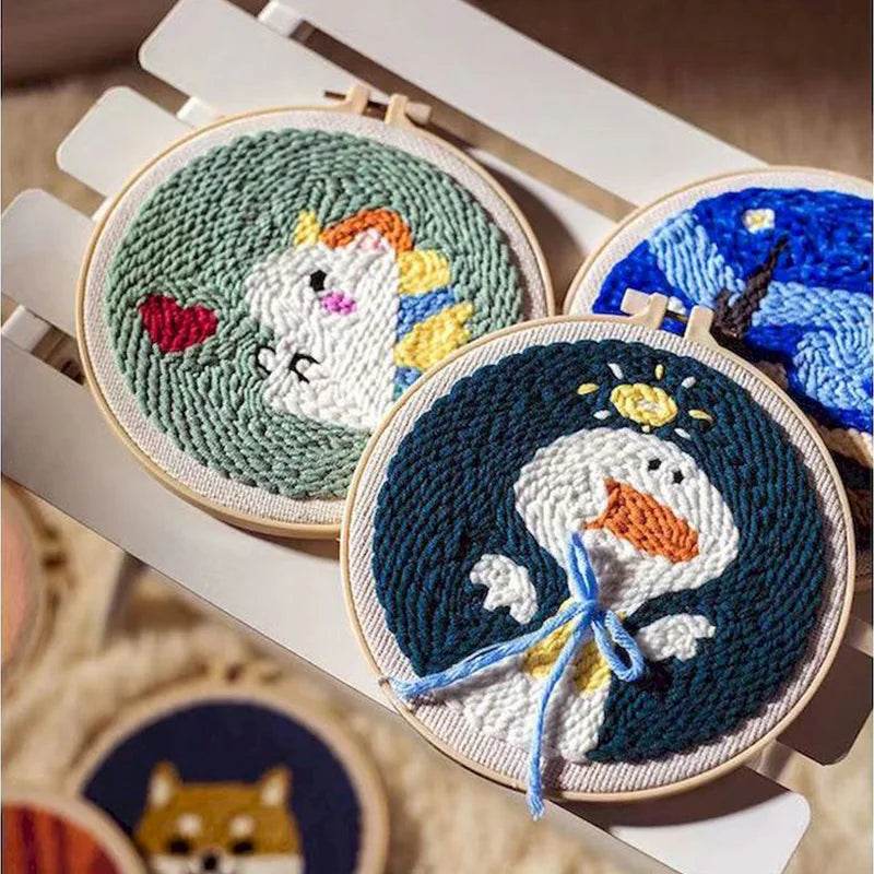 Beginner-Friendly Punch Needle Embroidery Kit with Yarn for DIY Home Decor and Custom Needlework - ToylandEU