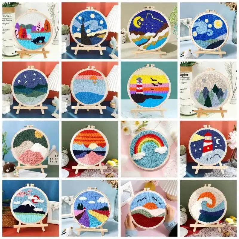  Beginner-Friendly Scenic Punch Needle Embroidery Kit - Creative Cross Stitch Sewing Set for Adults -  ToylandEU™