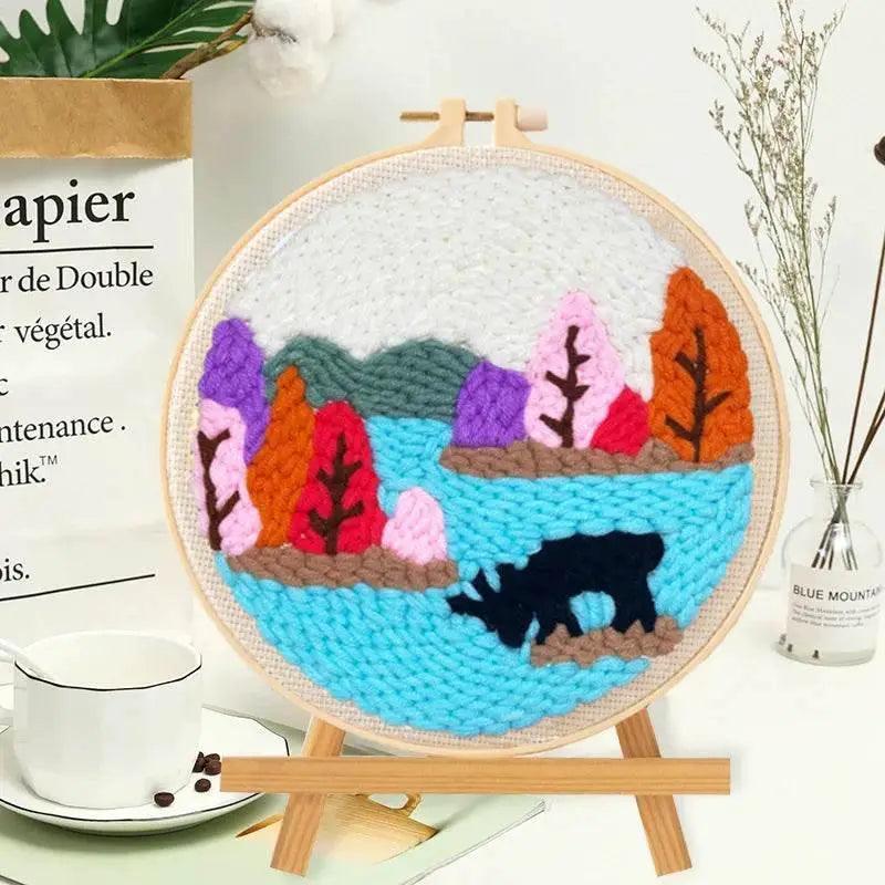  Beginner-Friendly Scenic Punch Needle Embroidery Kit - Creative Cross Stitch Sewing Set for Adults -  ToylandEU™