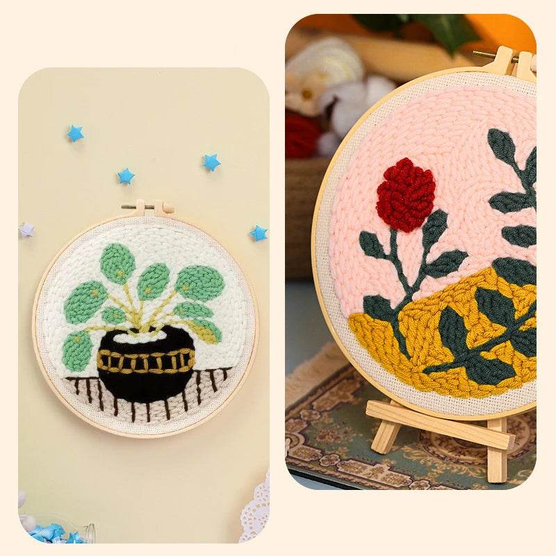 Beginner's Floral Punch Needle Embroidery Kit - All-in-One Crafting Set for Creative Projects - ToylandEU