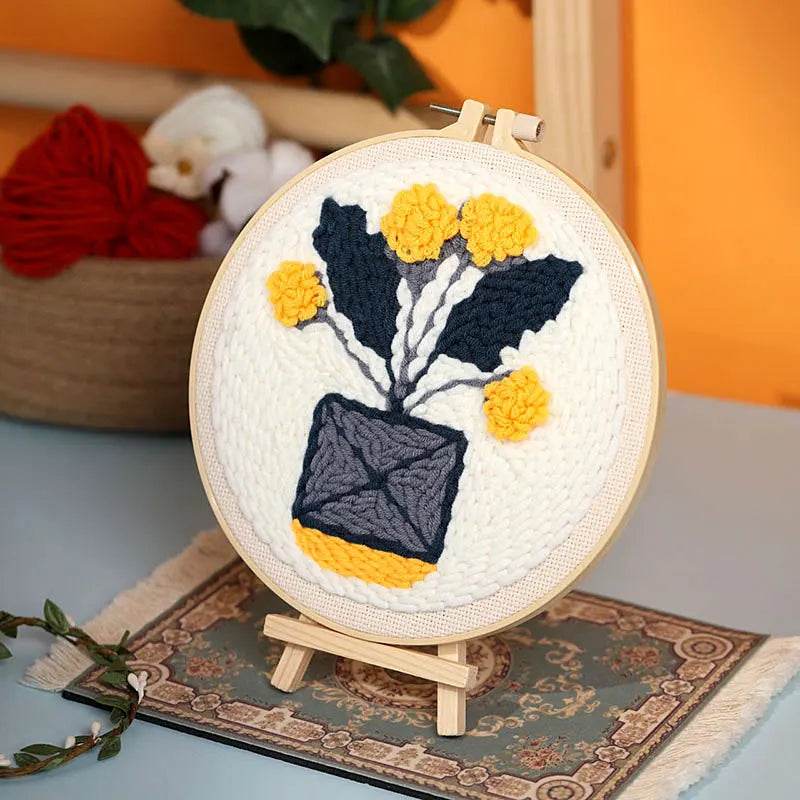 Beginner's Floral Punch Needle Embroidery Kit - All-in-One Crafting Set for Creative Projects - ToylandEU