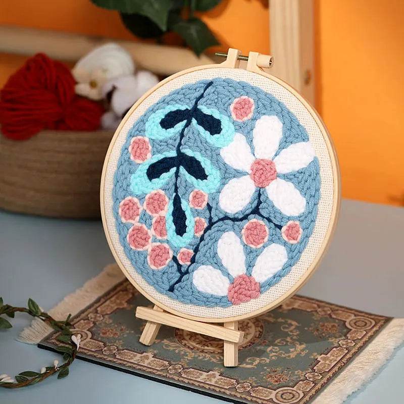 Beginner's Floral Punch Needle Embroidery Kit - All-in-One Crafting Set for Creative Projects - ToylandEU