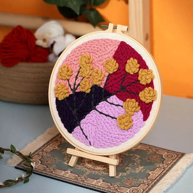 Beginner's Floral Punch Needle Embroidery Kit - All-in-One Crafting Set for Creative Projects - ToylandEU