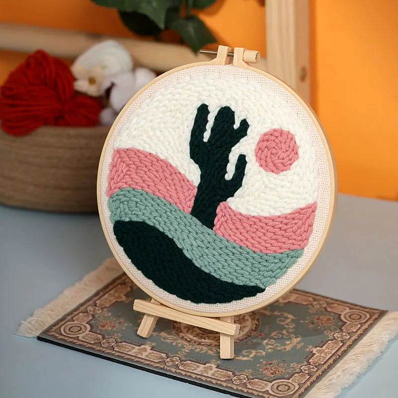 Beginner's Floral Punch Needle Embroidery Kit - All-in-One Crafting Set for Creative Projects - ToylandEU