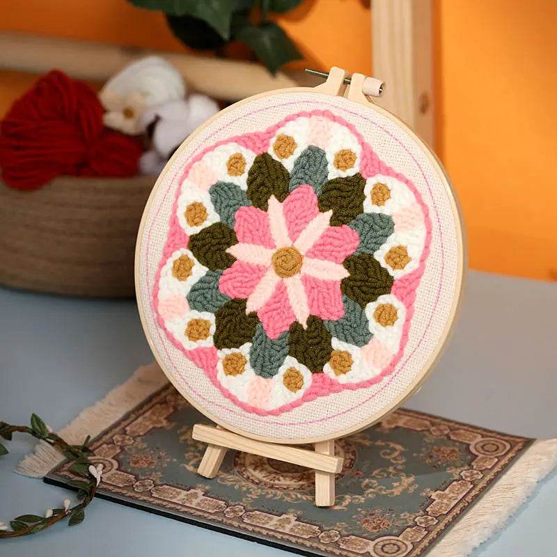 Beginner's Floral Punch Needle Embroidery Kit - All-in-One Crafting Set for Creative Projects - ToylandEU