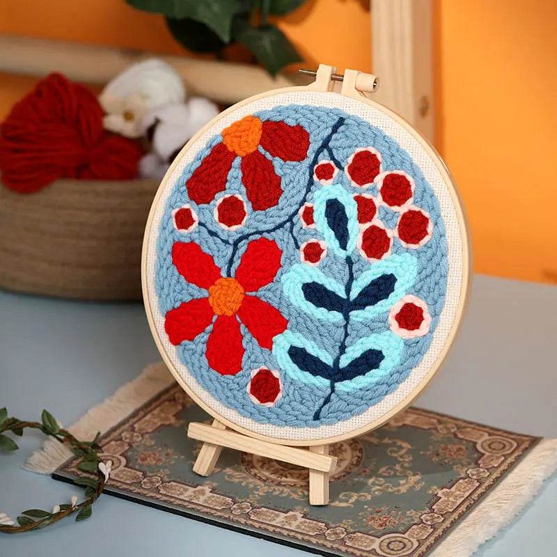 Beginner's Floral Punch Needle Embroidery Kit - All-in-One Crafting Set for Creative Projects - ToylandEU