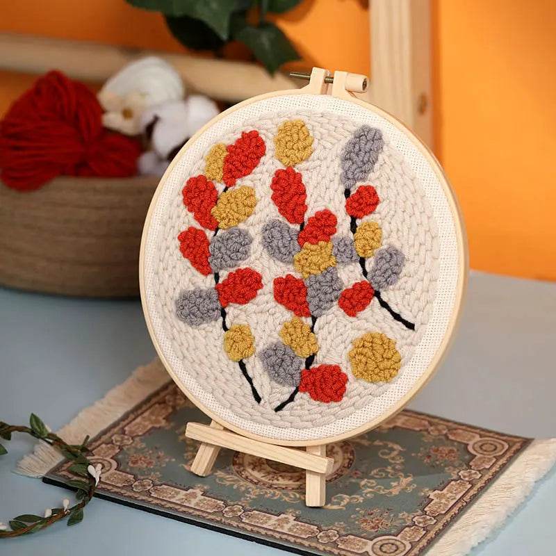 Beginner's Floral Punch Needle Embroidery Kit - All-in-One Crafting Set for Creative Projects - ToylandEU