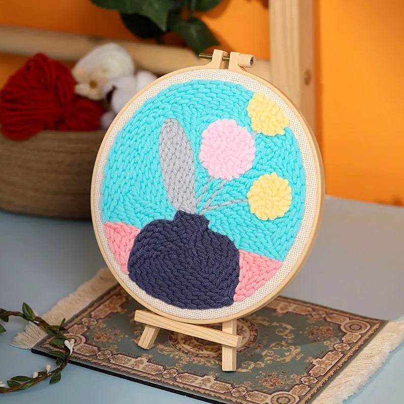 Beginner's Floral Punch Needle Embroidery Kit - All-in-One Crafting Set for Creative Projects - ToylandEU