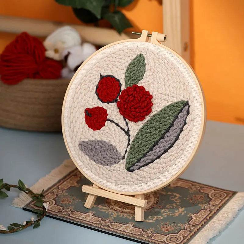 Beginner's Floral Punch Needle Embroidery Kit - All-in-One Crafting Set for Creative Projects - ToylandEU