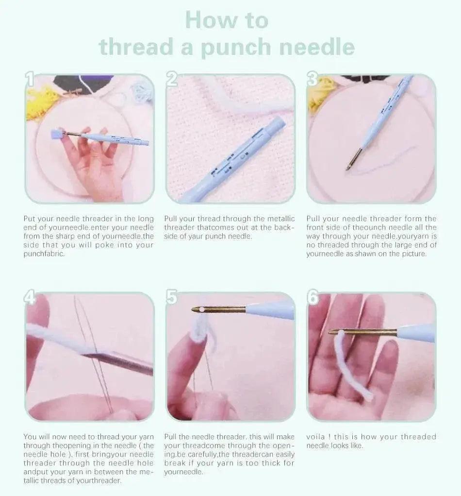  Beginner's Punch Needle Embroidery Kit - 20x20cm DIY Craft with Hoops and Animal Patterns -  ToylandEU™