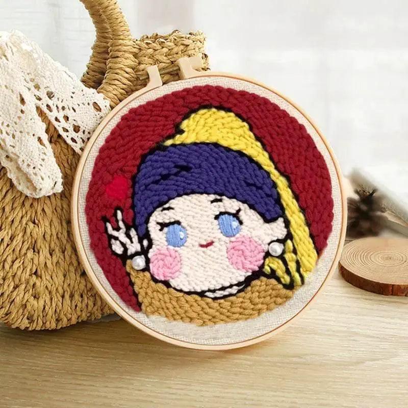 Beginner's Punch Needle Embroidery Kit - 20x20cm DIY Craft with Hoops and Animal Patterns -  ToylandEU™