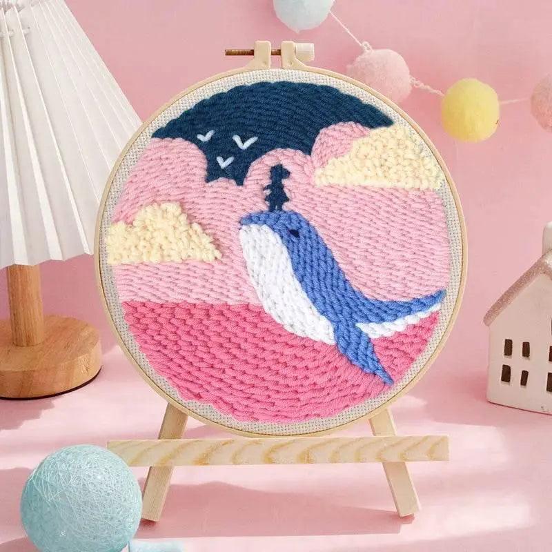  Beginner's Punch Needle Embroidery Kit - 20x20cm DIY Craft with Hoops and Animal Patterns -  ToylandEU™