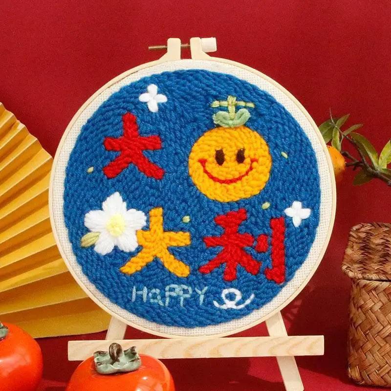  Beginner's Punch Needle Embroidery Kit - 20x20cm DIY Craft with Hoops and Animal Patterns -  ToylandEU™