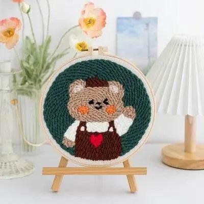  Beginner's Punch Needle Embroidery Kit - 20x20cm DIY Craft with Hoops and Animal Patterns -  ToylandEU™
