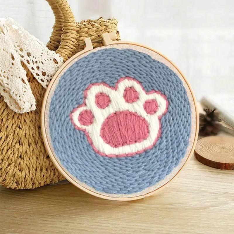  Beginner's Punch Needle Embroidery Kit - 20x20cm DIY Craft with Hoops and Animal Patterns -  ToylandEU™